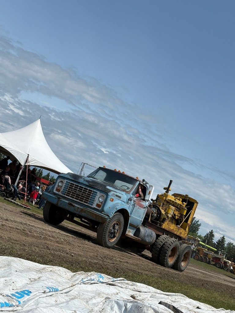 Vintage Truck with Caterpillar Equipment