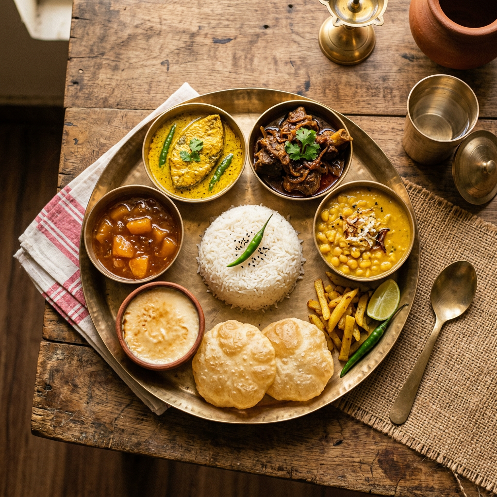 Authentic Bengali thali platter