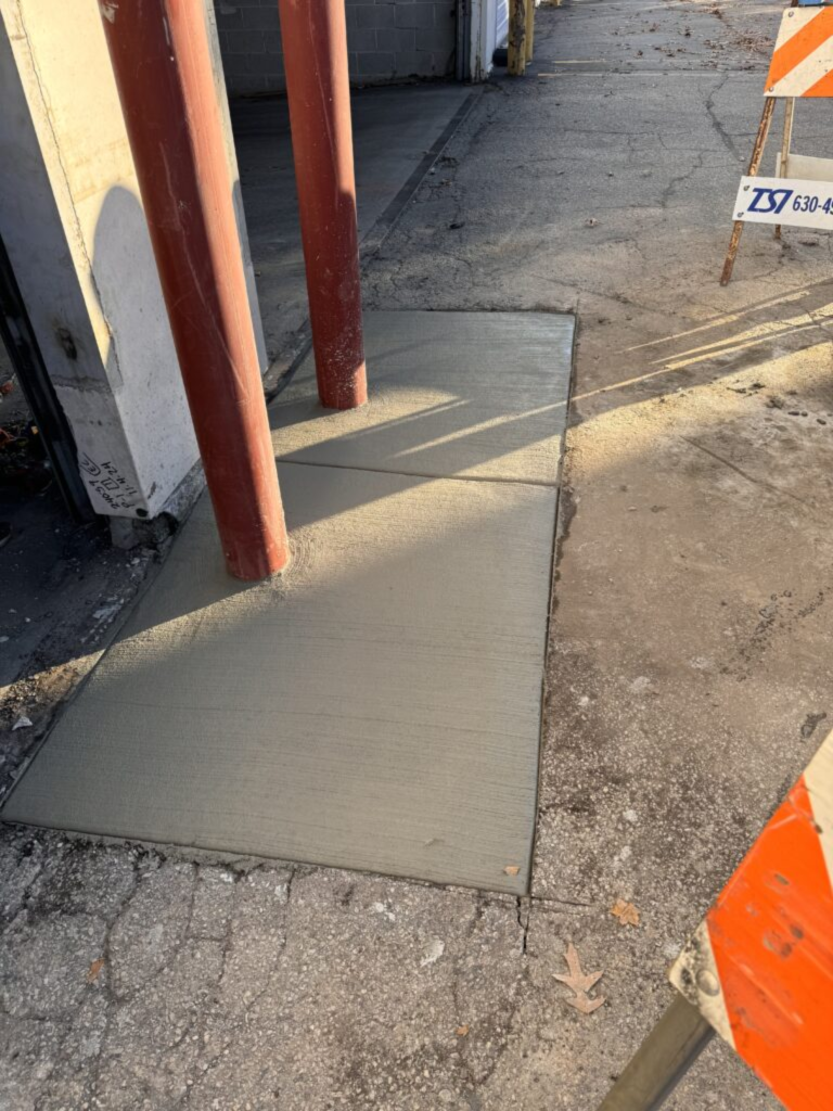 Concrete stoop · finished pour with broom finish