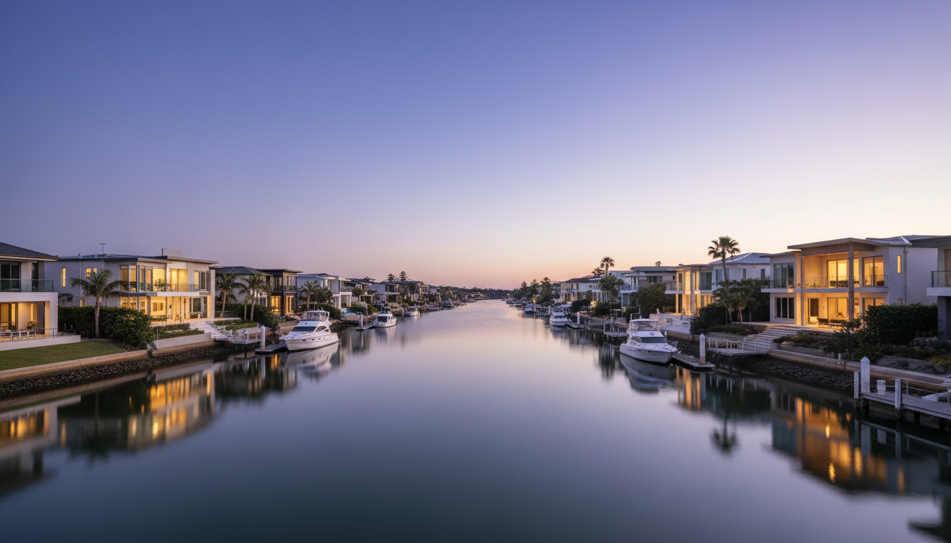 Gold Coast canal at dusk