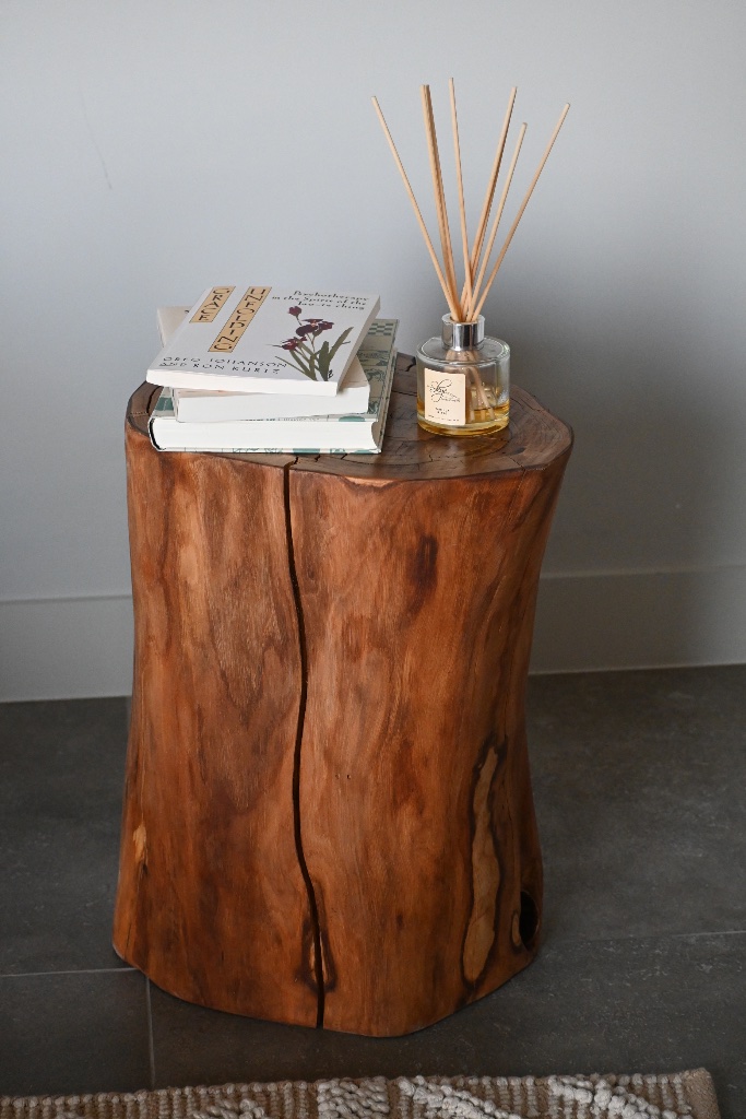 Monolith stool styled in a living space