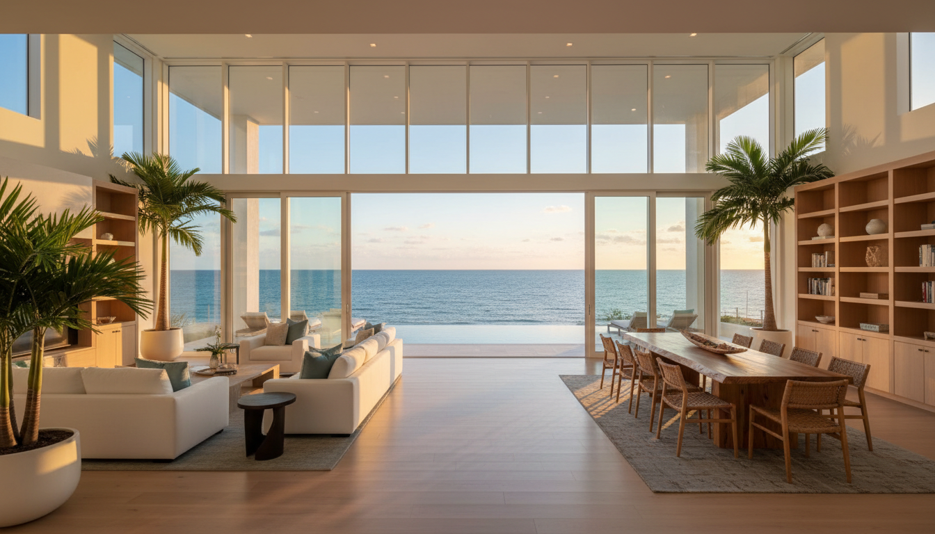 Beautiful Florida home interior with ocean view