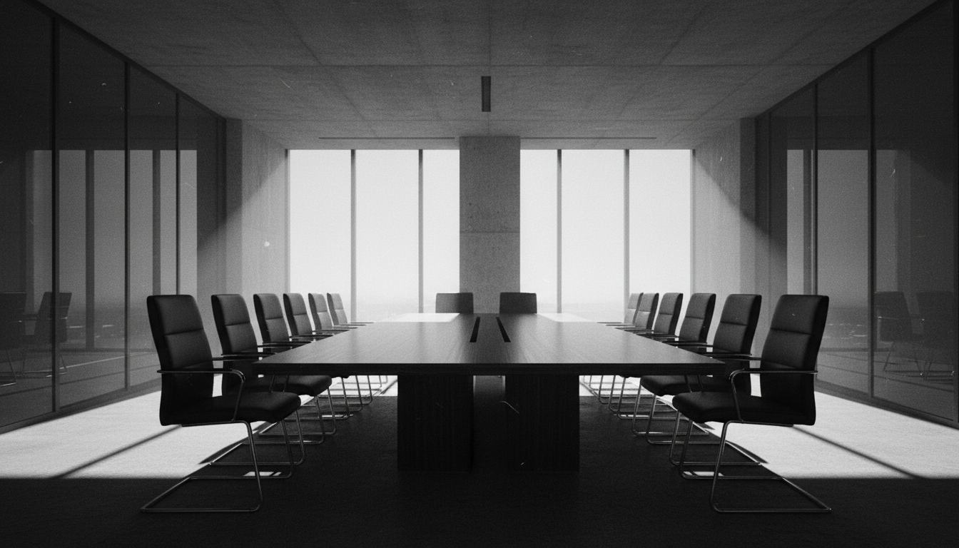 Corporate boardroom with dramatic lighting
