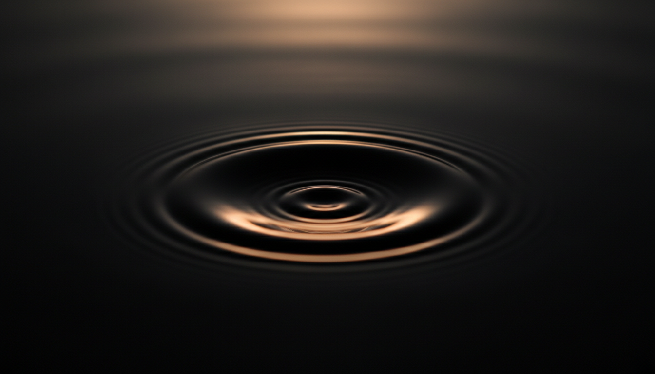 Light reflecting off obsidian water ripple