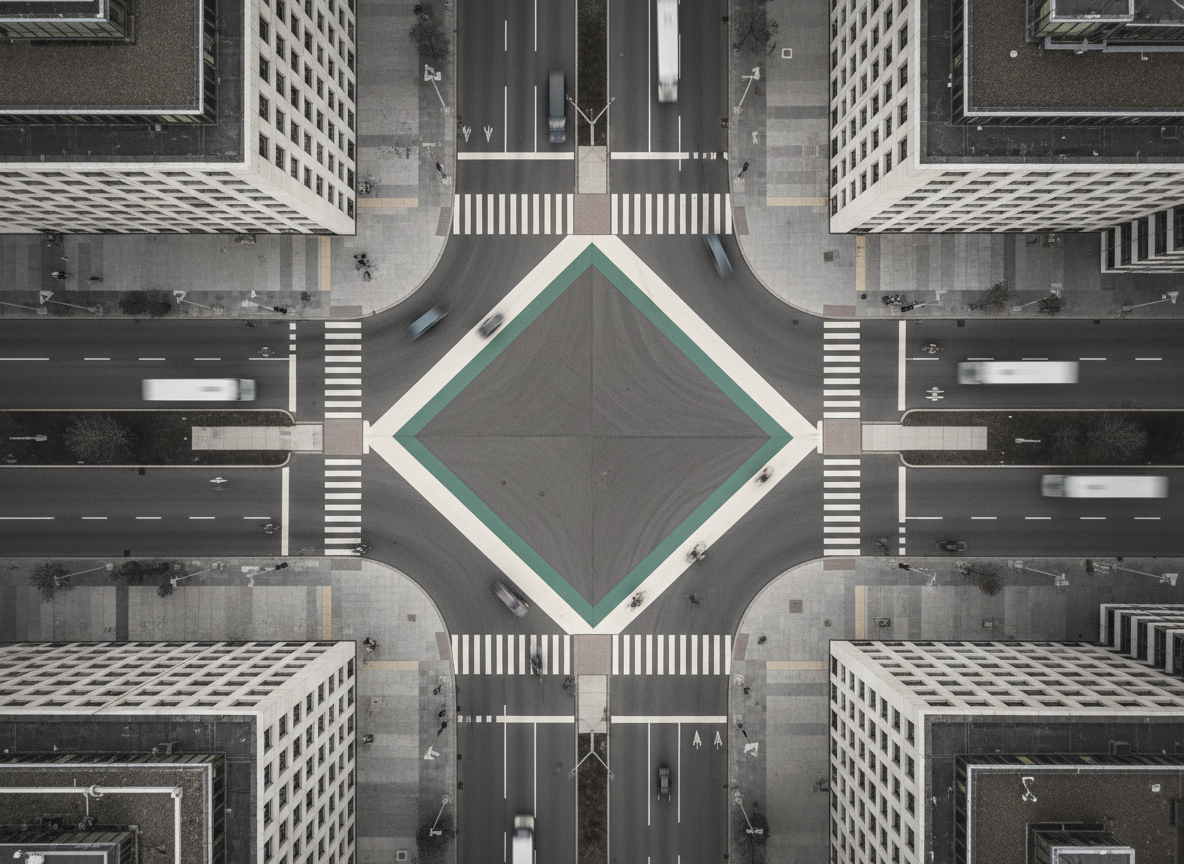 Aerial view of urban intersection patterns