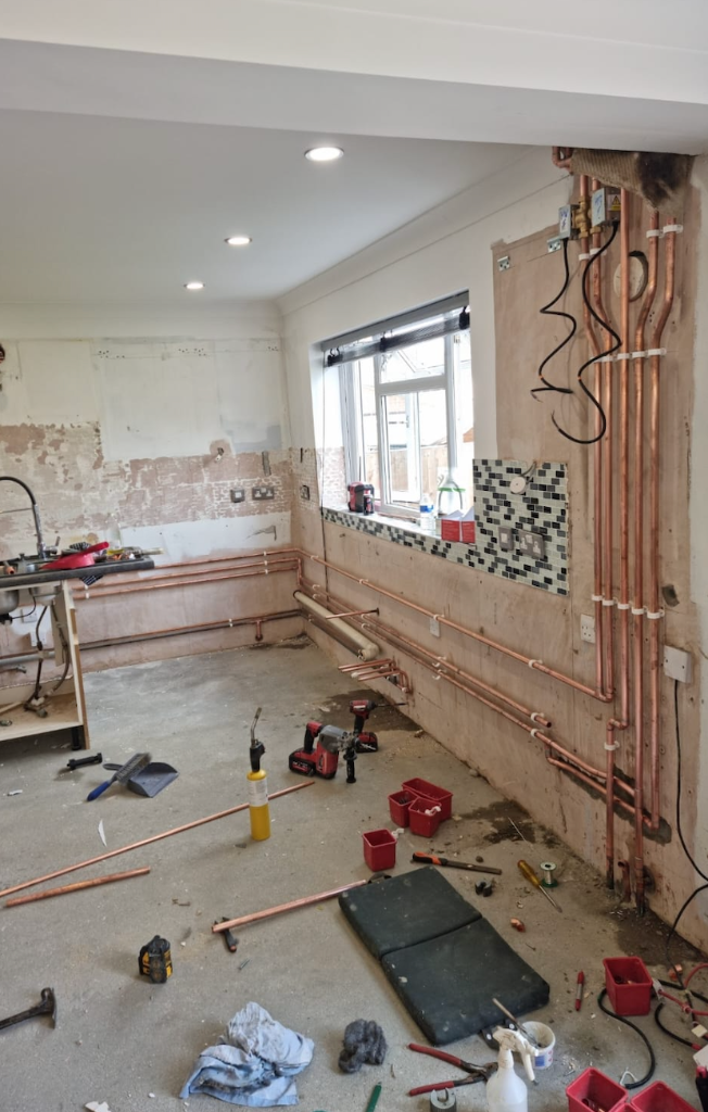 Kitchen Copper Pipe First Fix