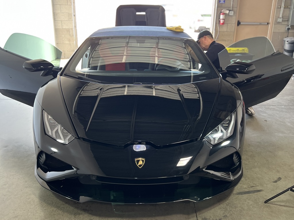 Black Lamborghini Huracán detailing in progress