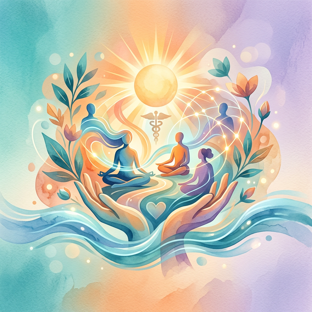 Abstract wellness and mental health support illustration