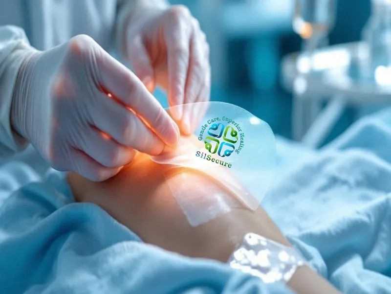 Medical professional applying wound dressing