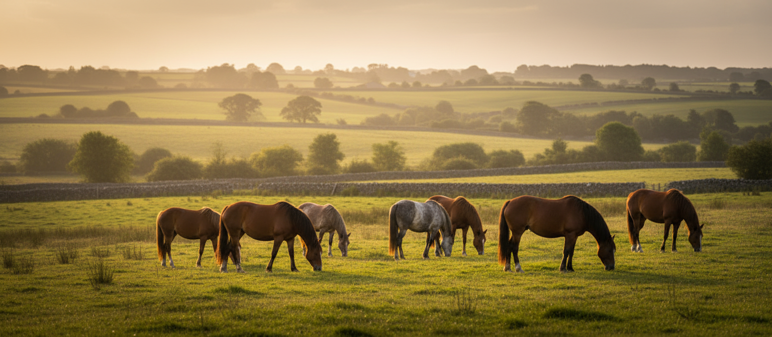Irish pastoral landscape with horses