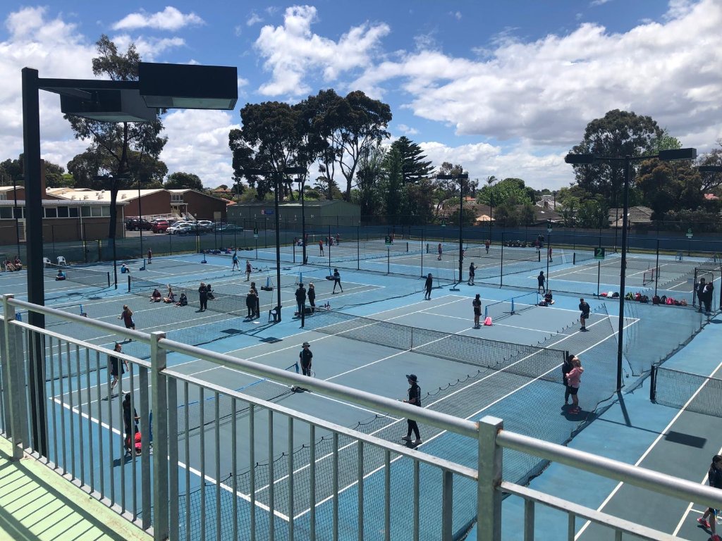 Maccabi Tennis Club at sunset