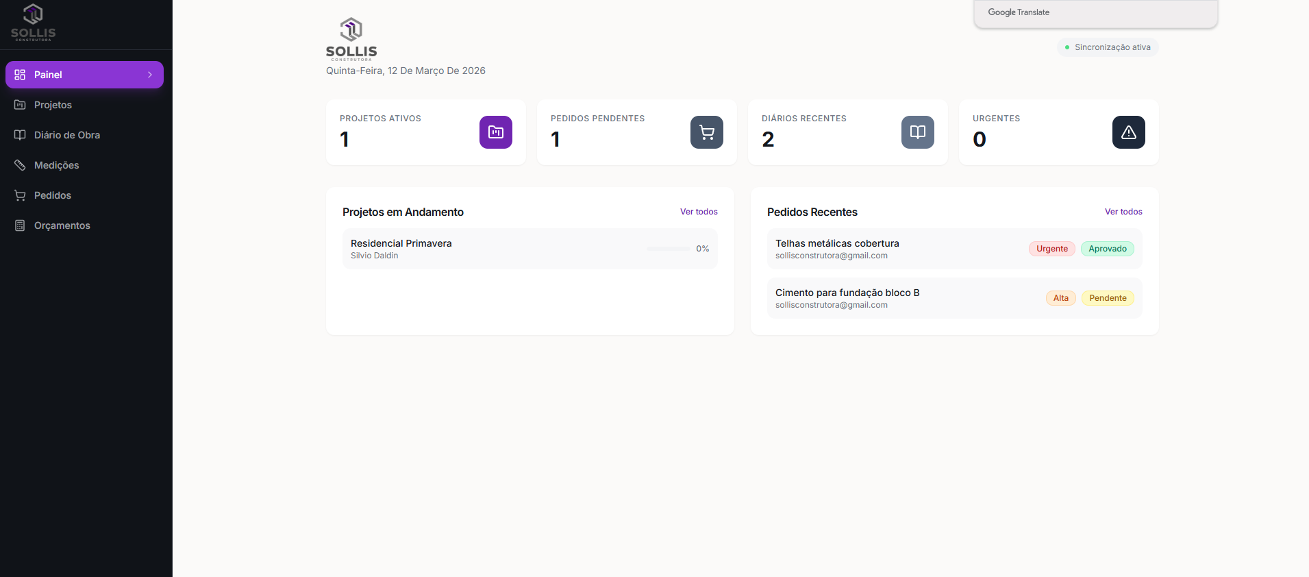 Sollis App template preview