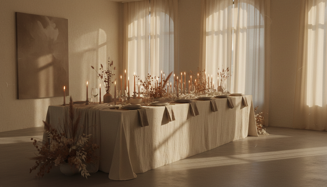 An intimate gathering space bathed in warm light