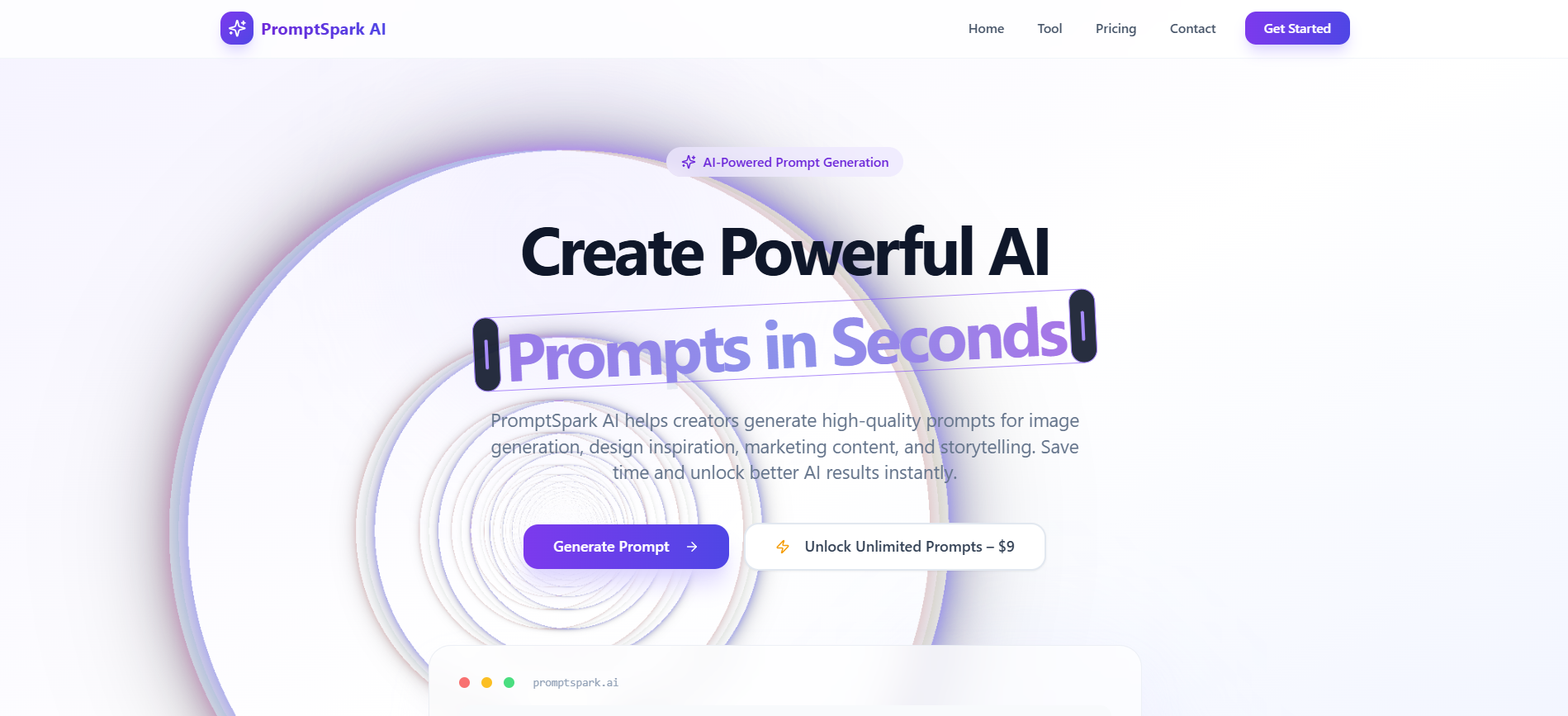 PromptSpark AI – Prompt Generator Tool template preview