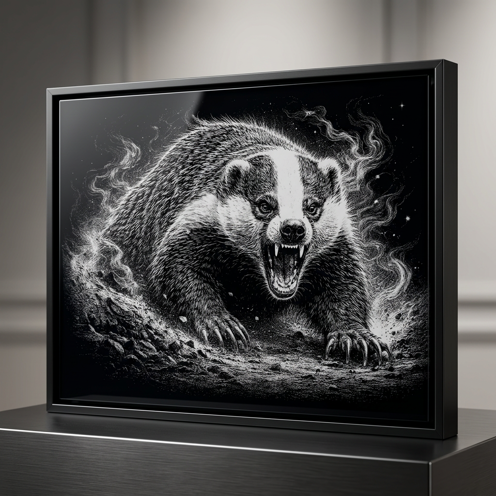 Badger Ceramic Tile Art, Framed