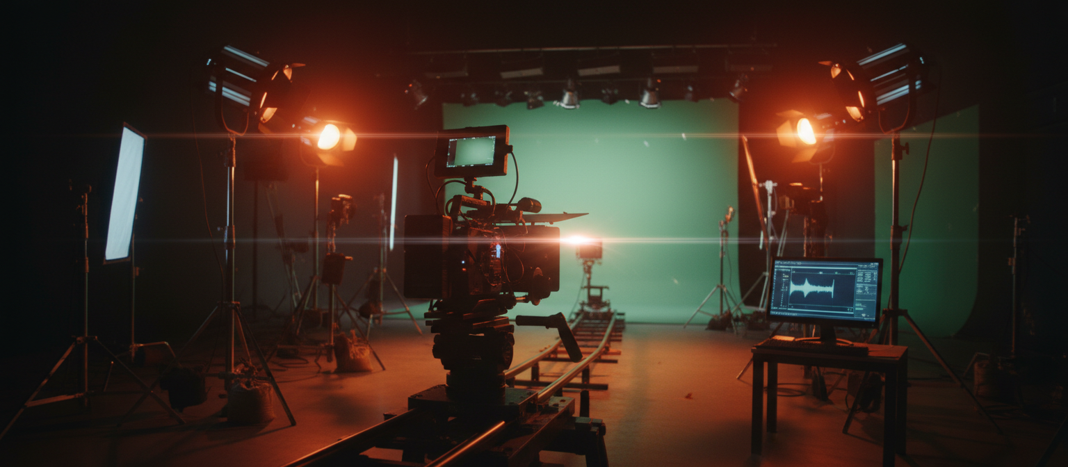 Creatieve videoproductie studio met cinematische verlichting