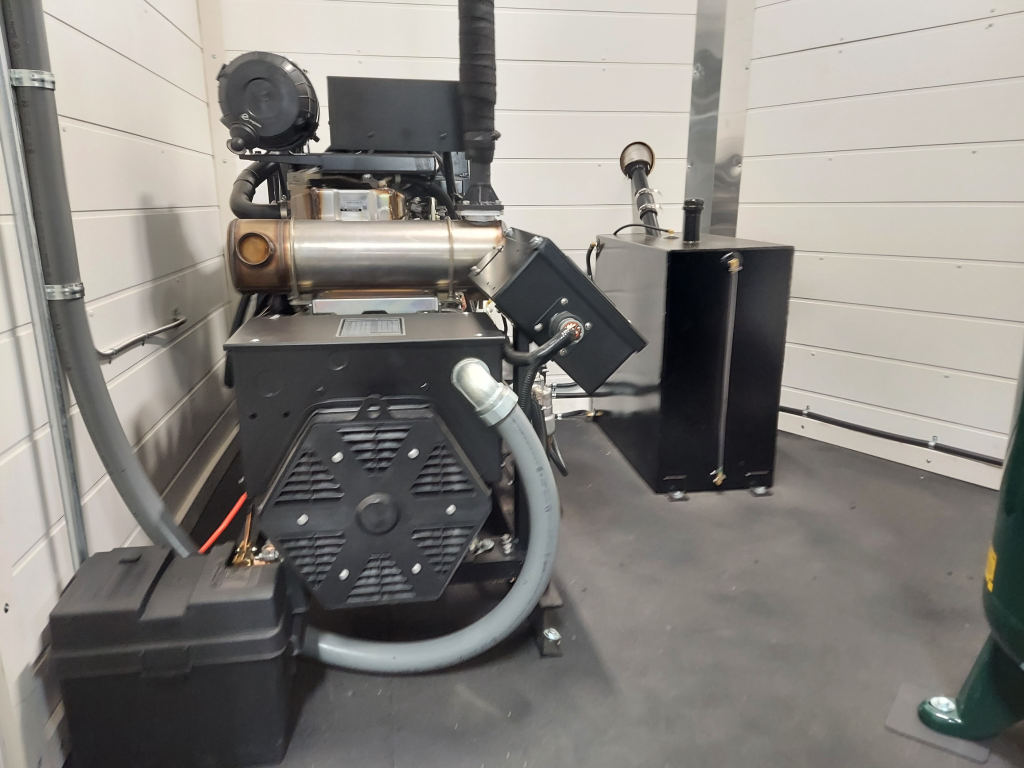 Diesel generator and rotary screw air compressor system with manifold and drying equipment