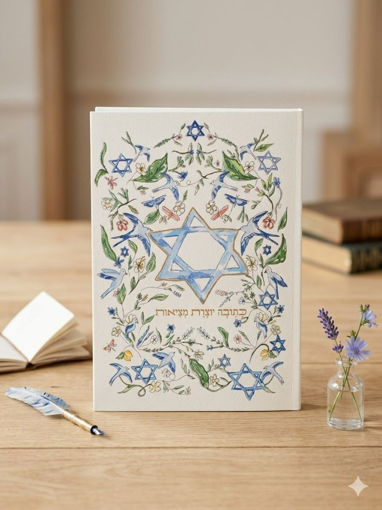 Manifestation Journal - beautiful illustrated cover with Star of David watercolor art