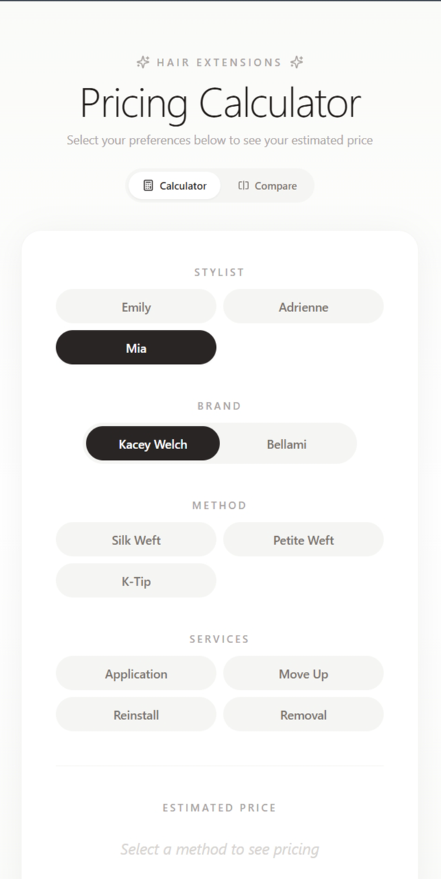 Hair Extension Calculator template preview