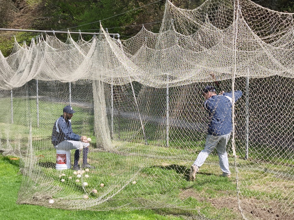 Geneva Tigers batting practice at Centre sportif du Bout-du-Monde Geneva