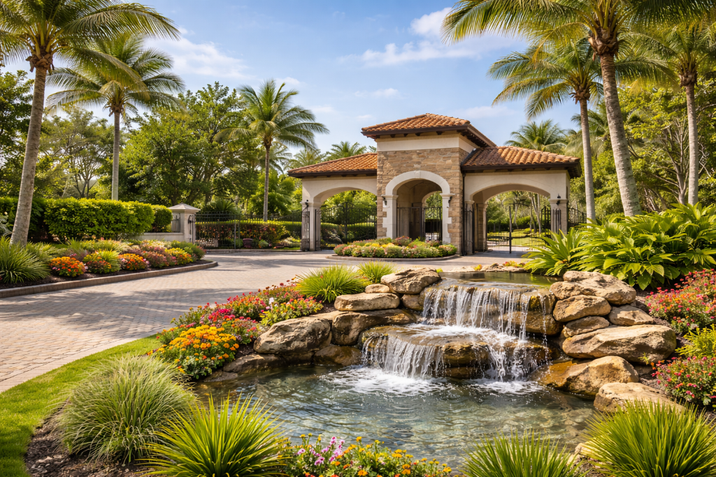 Beautiful Florida home with landscaping