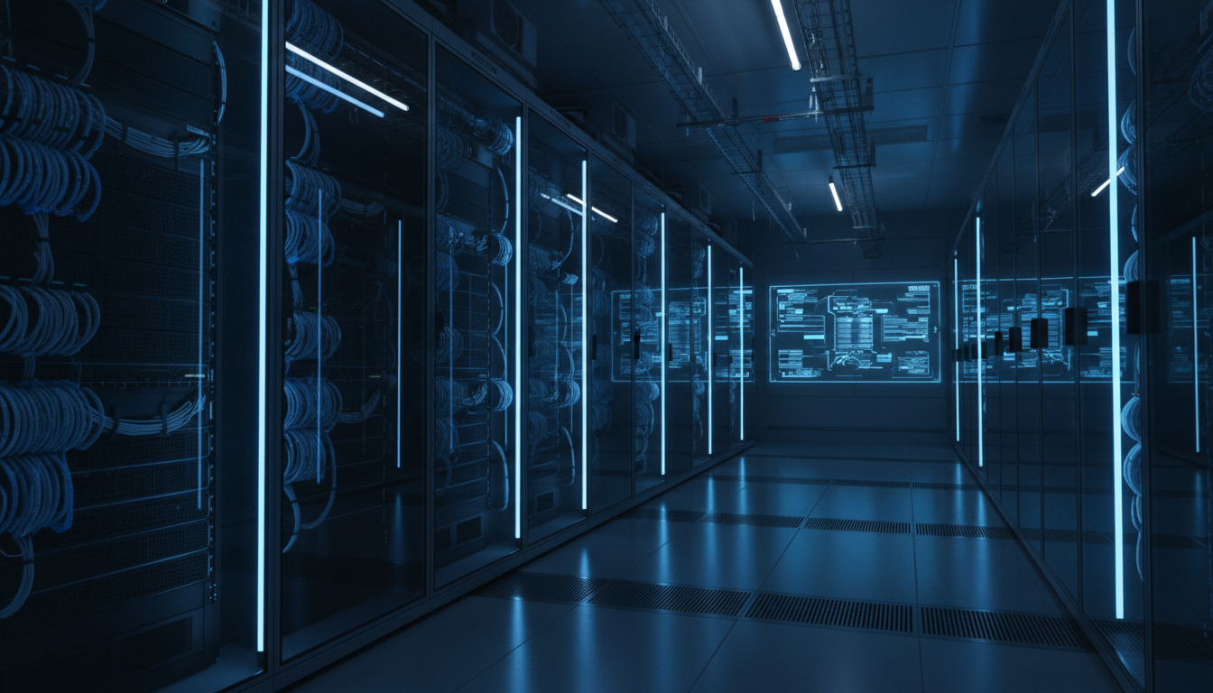 Modern server room with structured cabling