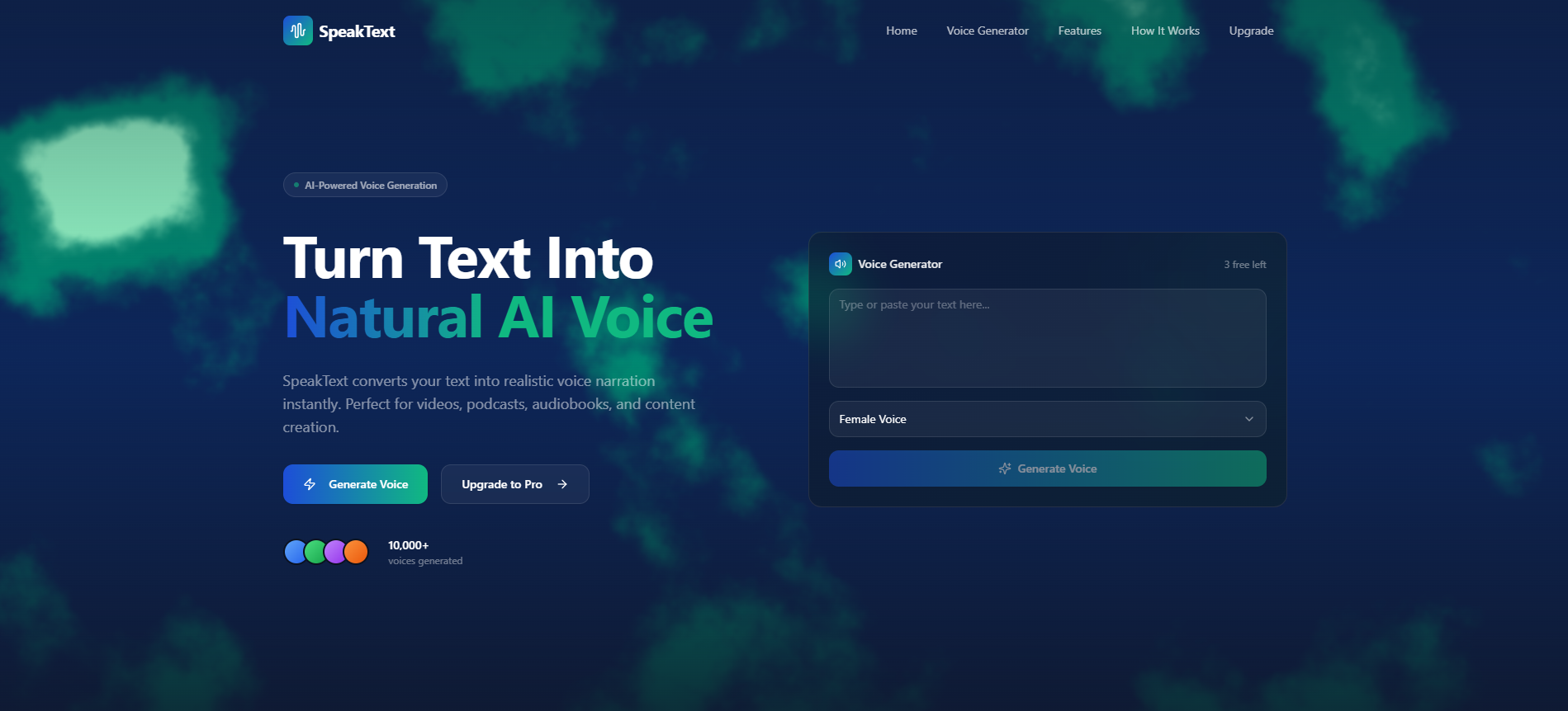 SpeakText template preview