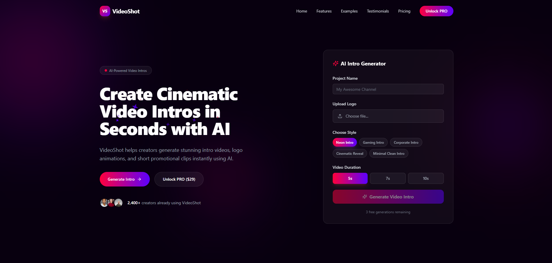 VideoShot template preview