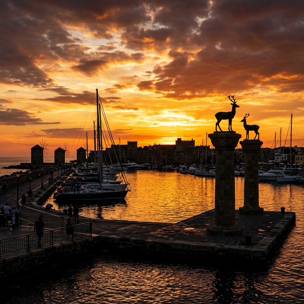Mandraki Harbor Sunset