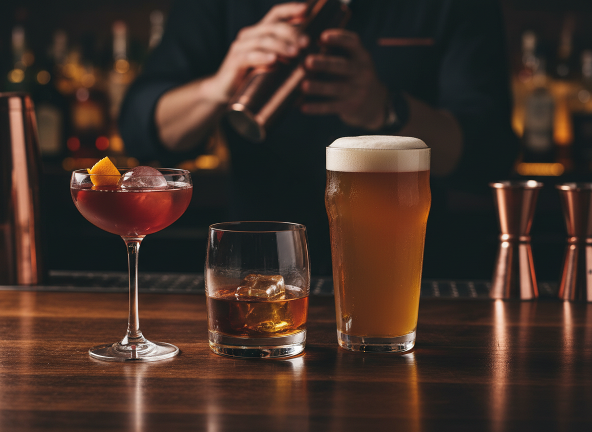 Craft cocktails and beer at The Barrel bar