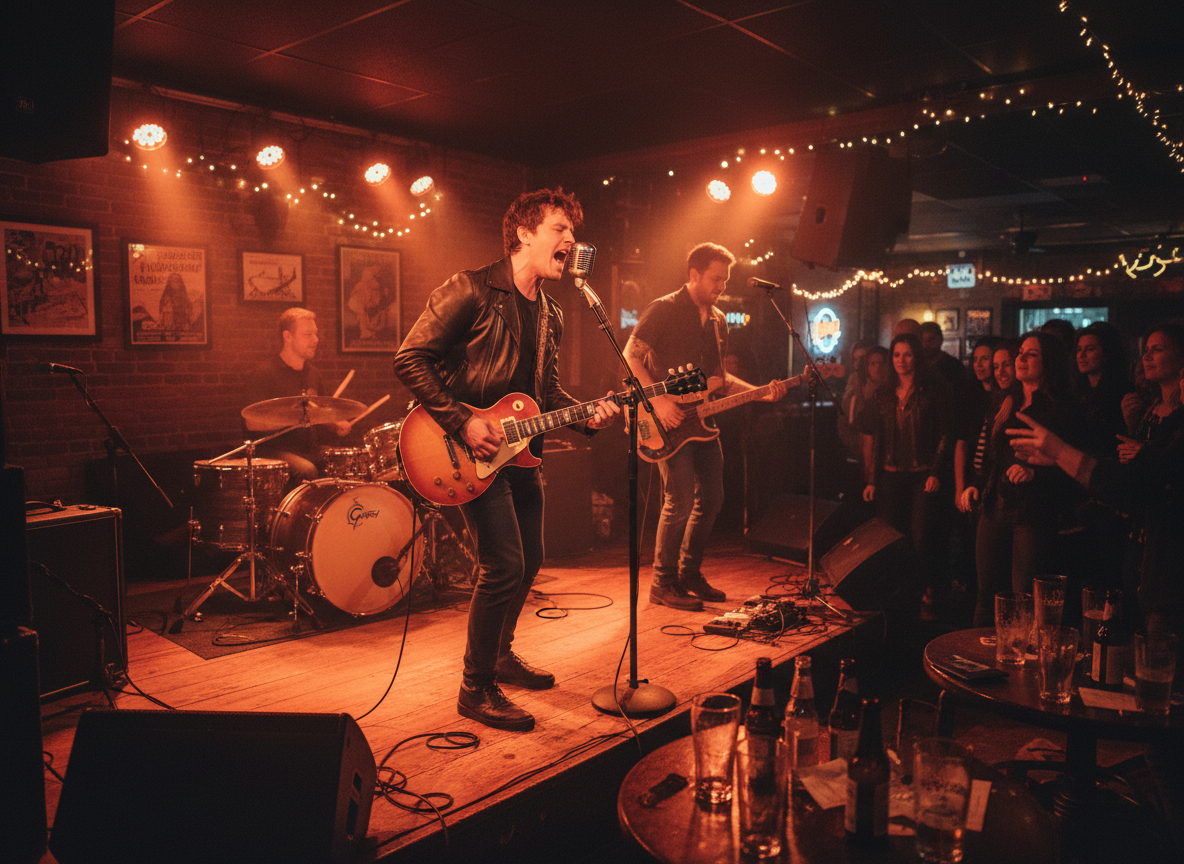 Live band performing at The Barrel bar