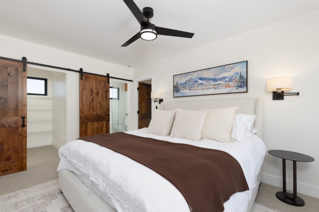 Bedroom 1 — barn door entry & walk-in closet
