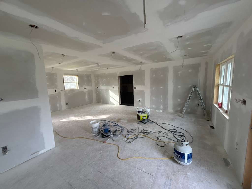 Drywall Installation - Full drywall and sheetrock installation in progress