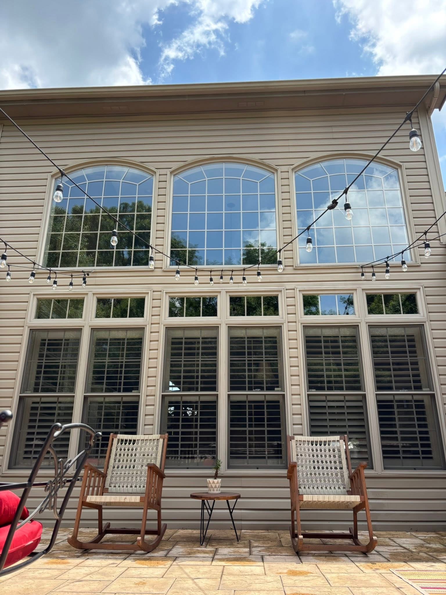 Beautiful arched windows after cleaning