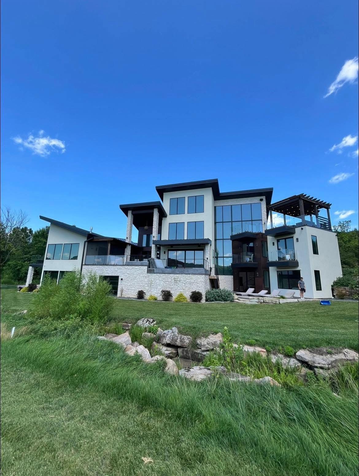 Modern home with large windows