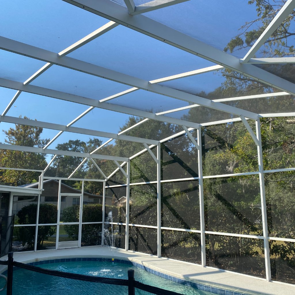 DeBary Pool Cage Screen Repair — wall panel replacement, Volusia County FL