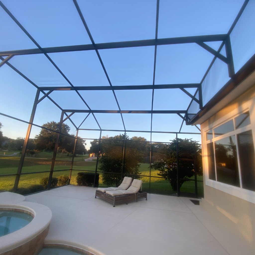 DeBary Screen Repair — full pool enclosure rescreened with new mesh