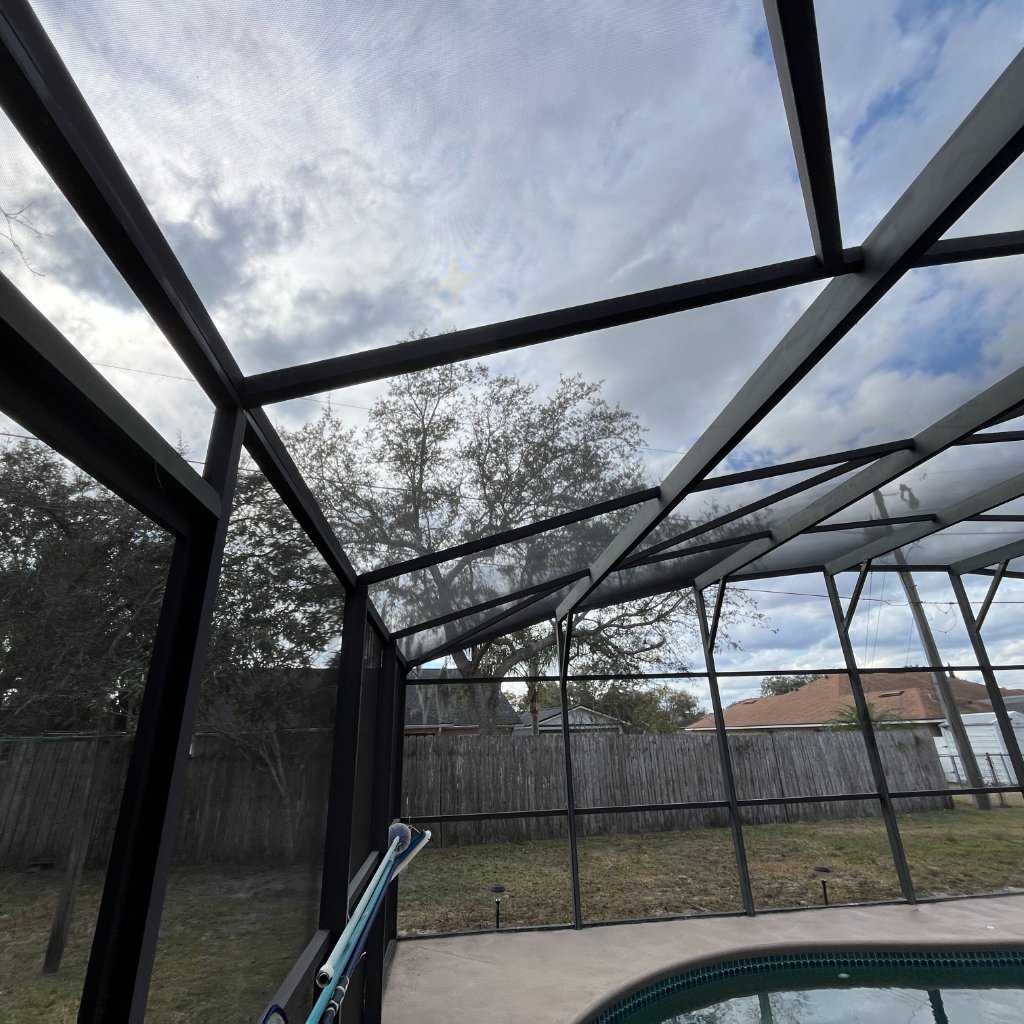 DeBary Pool Cage Full Rescreen — completed pool enclosure, Volusia County FL