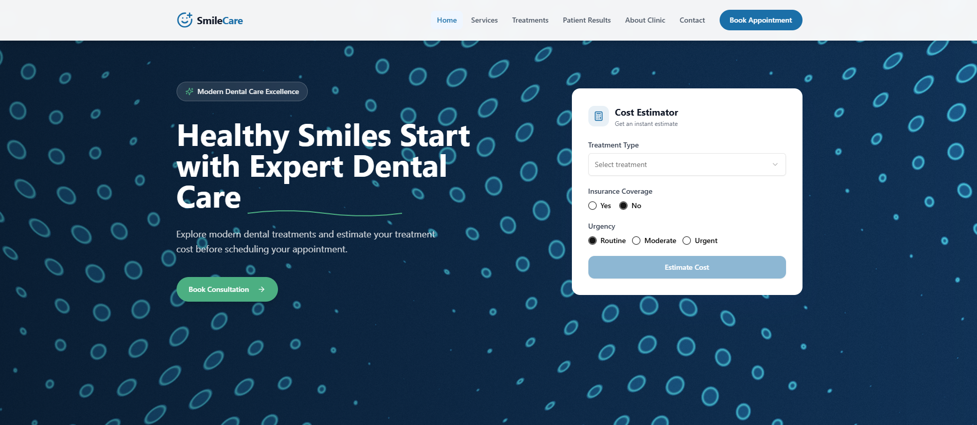 SmileCare — Dental care platform system template preview
