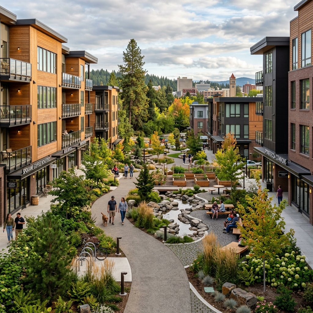 Housing and mixed-use landscape design in Spokane by PLACE Landscape Architecture
