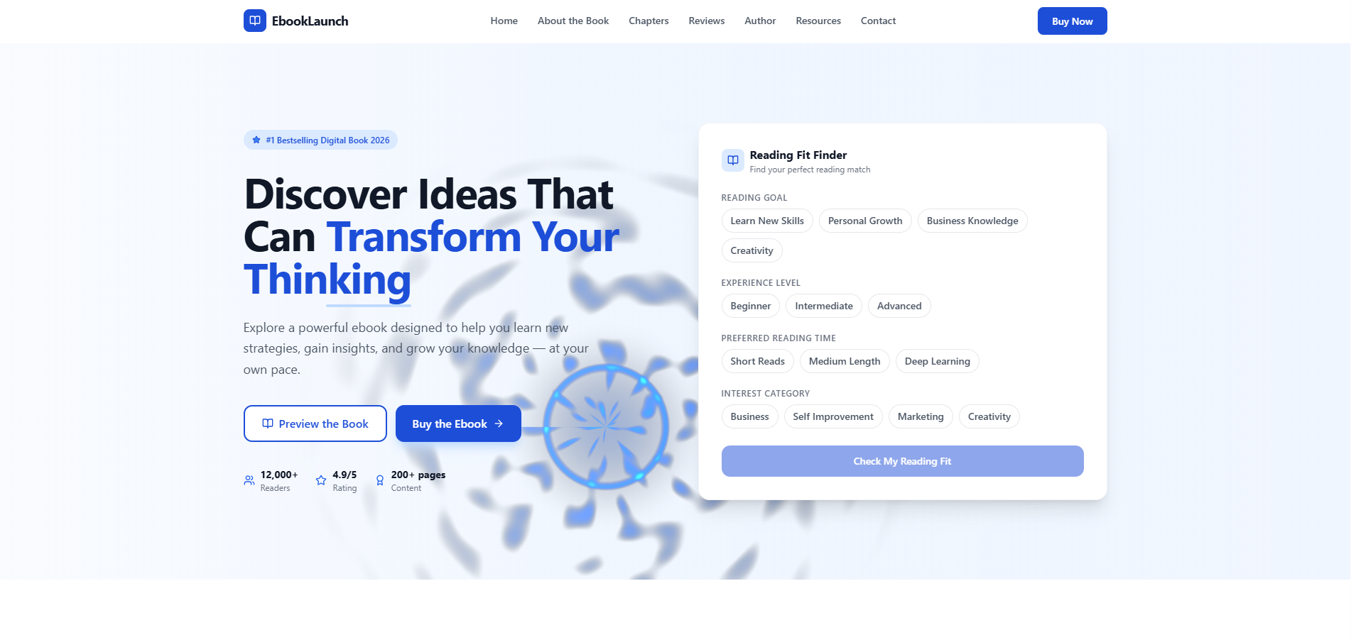 EbookLaunch — Digital book publishing platform template preview
