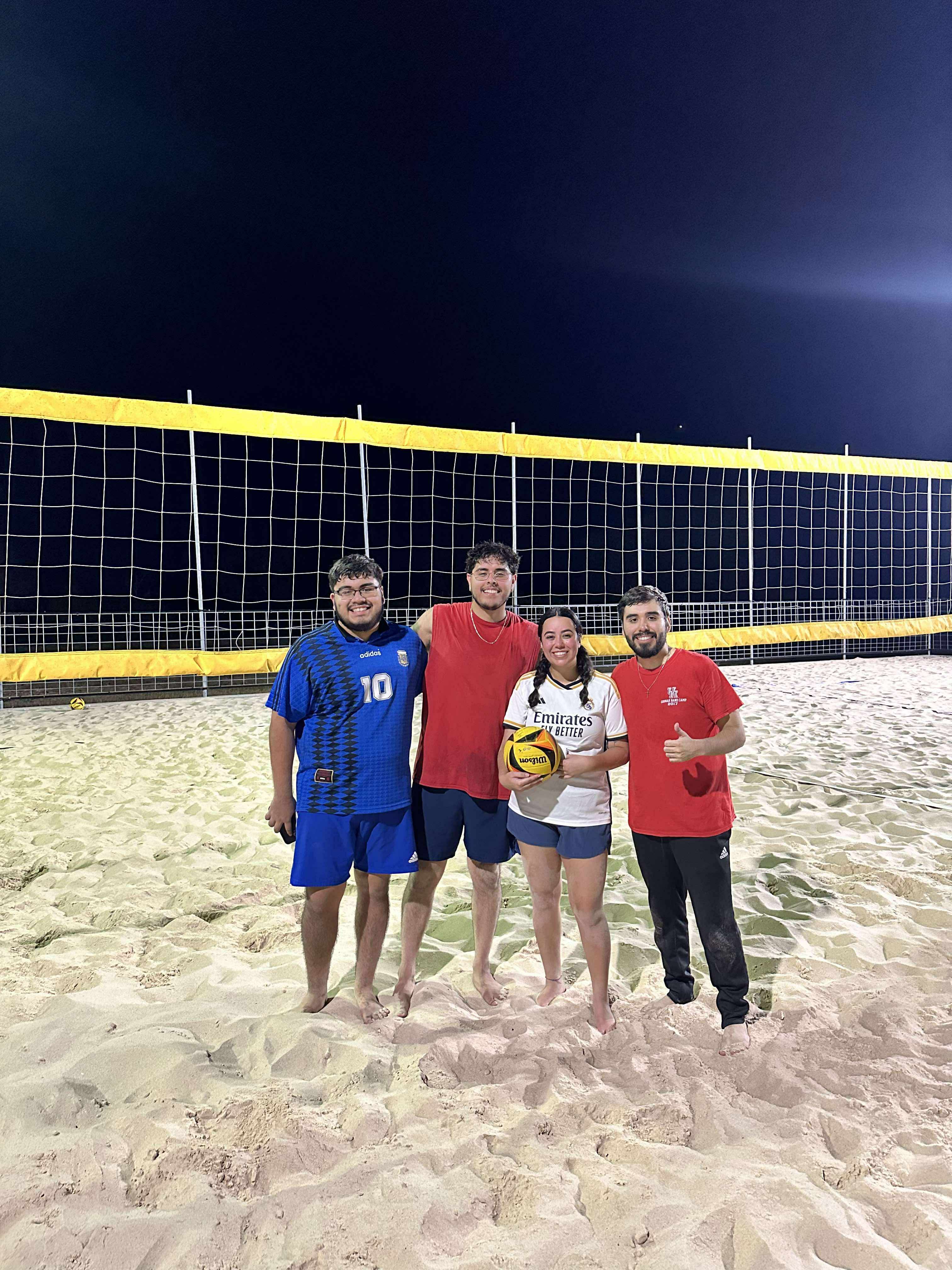 Team photo at night court