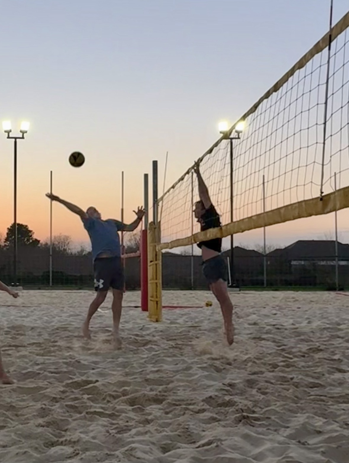 Net battle at sunset