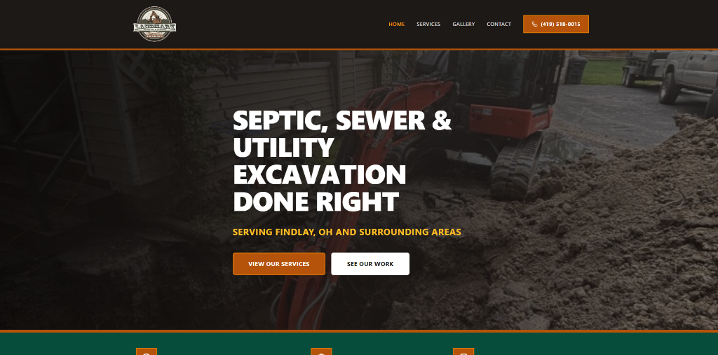 Landmark Excavation and Drainage — Website by Buehler Web Design LLC