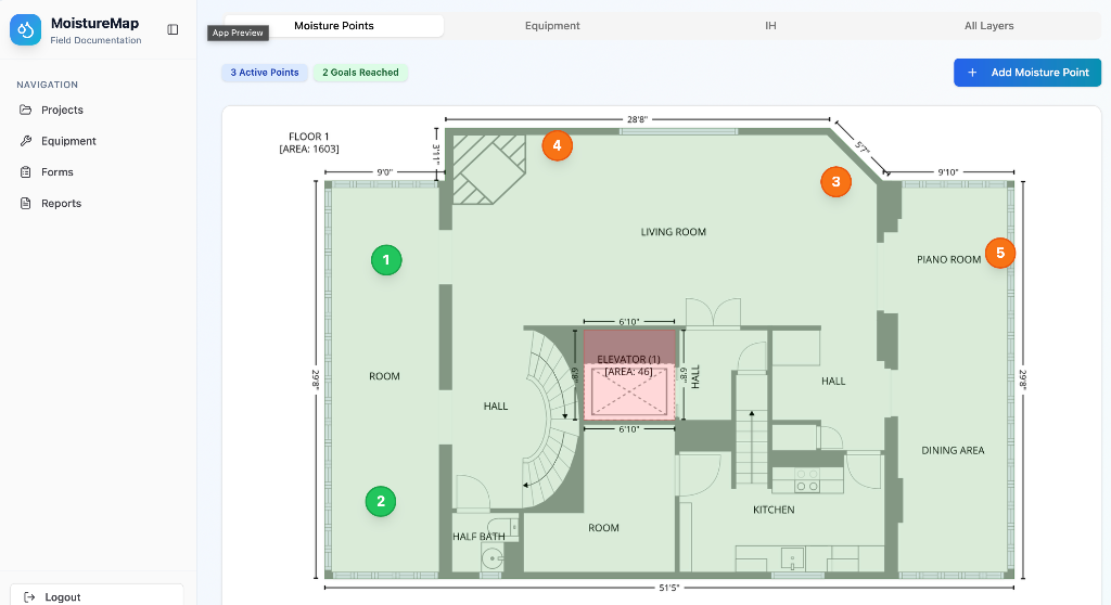 MoistureMap App Interface