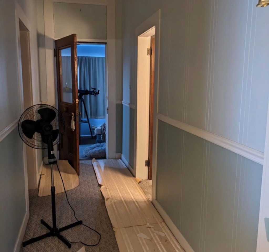 Interior hallway wainscoting