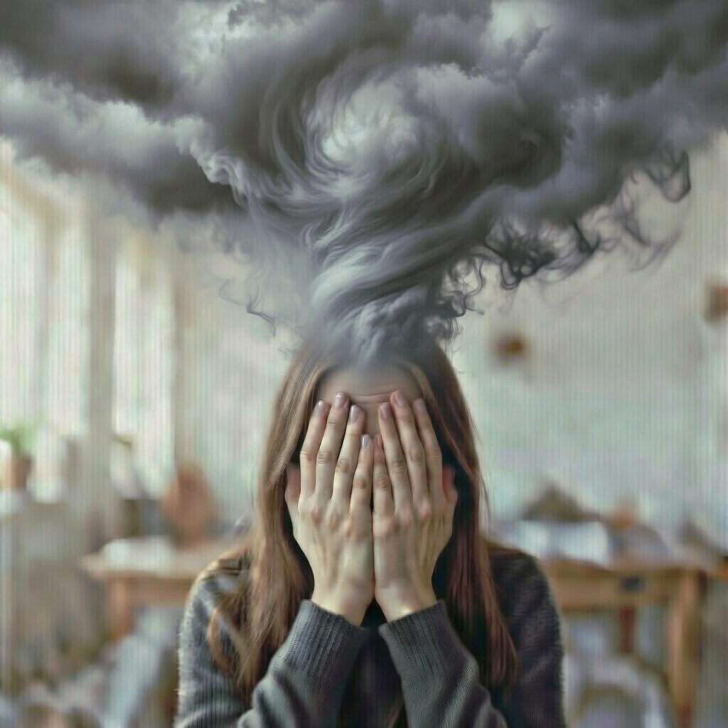 Persona con pensamientos intensos