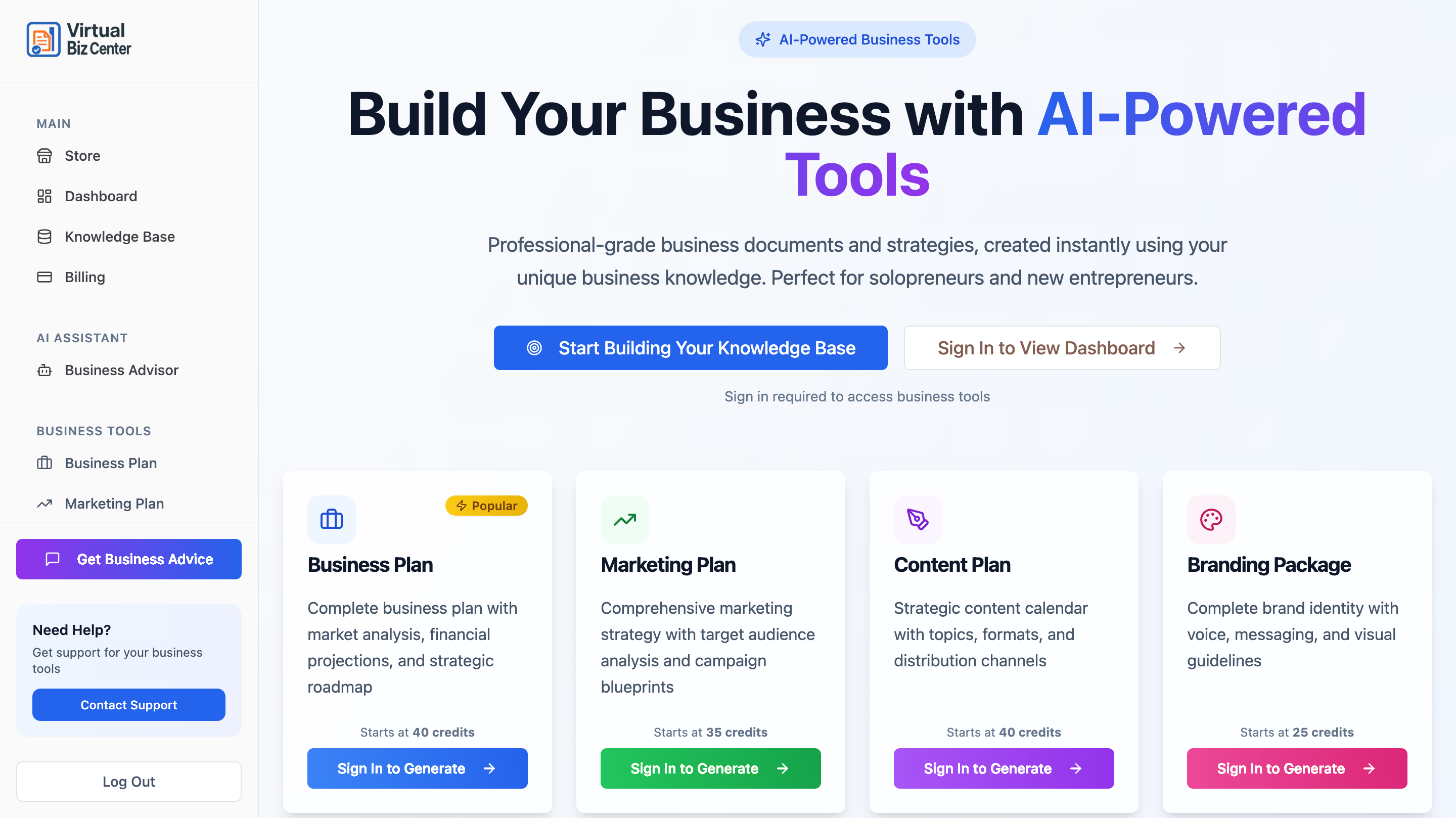 VirtualBizCenter template preview