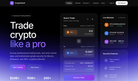 Digital Asset Trading Interface app template built with Base44
