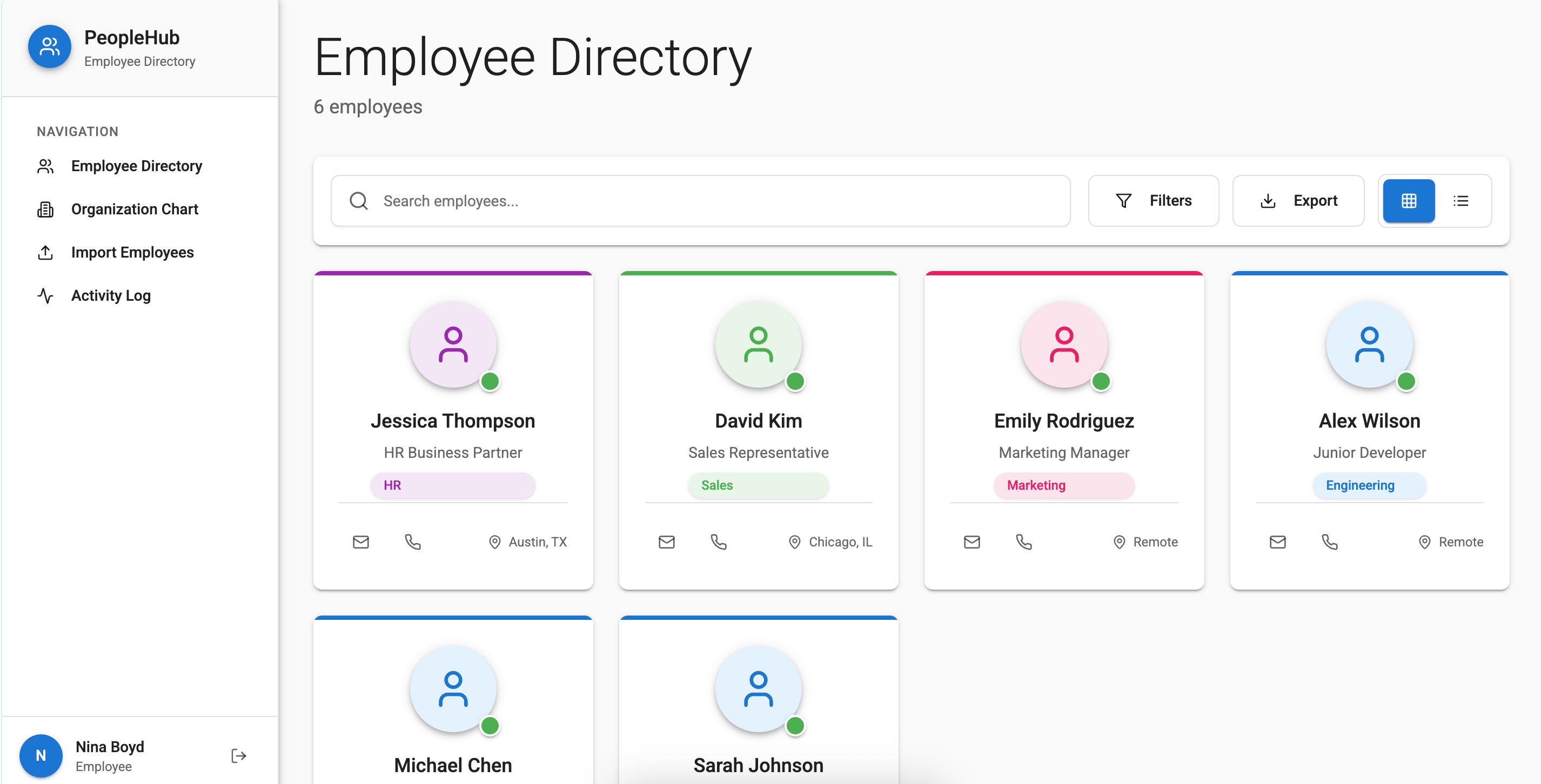 PeopleHub template preview